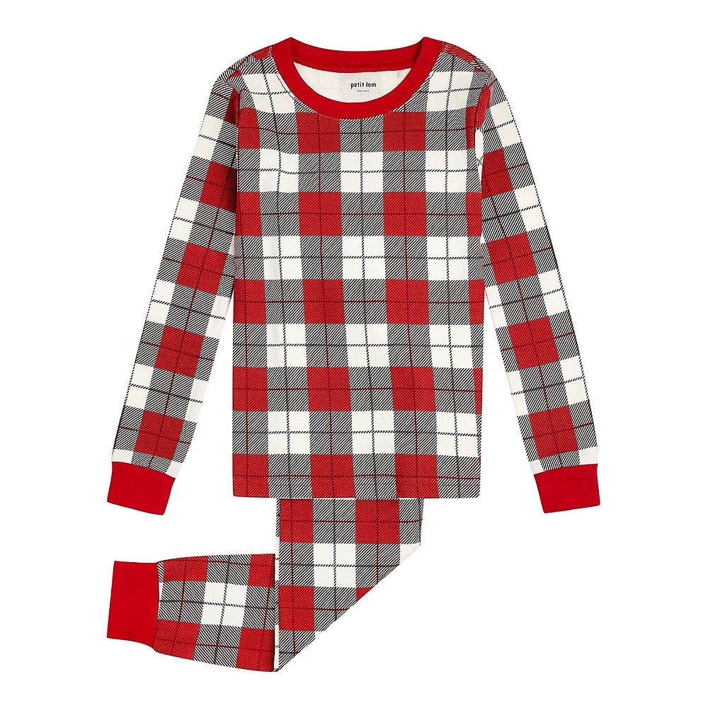 Little Kid's & 2-Piece Holiday Plaid Pyjama Set