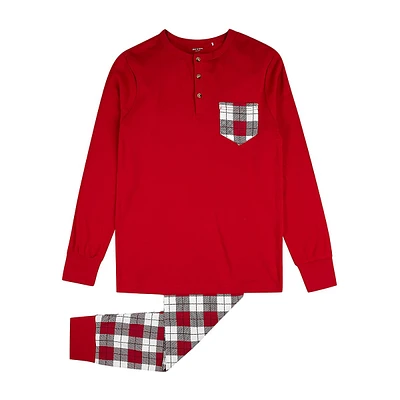 Men's 2-Piece Holiday Plaid Henley Pyjama Set