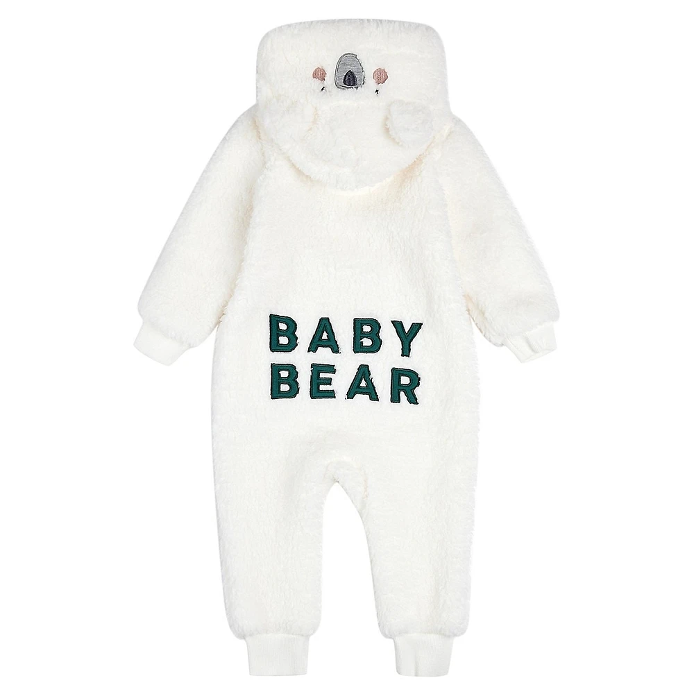 Baby's Holiday Baby Bear Plush Hooded Playsuit