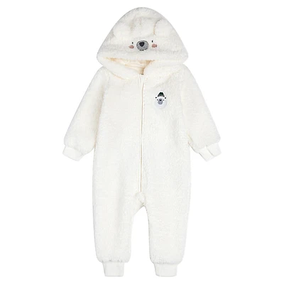 Baby's Holiday Baby Bear Plush Hooded Playsuit