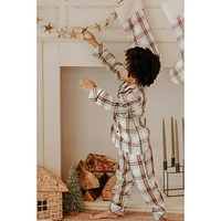 Kid's 2-Piece Holiday Plaid Notch-Collar Pyjama Set