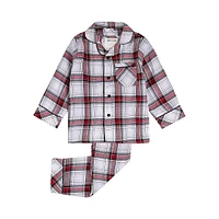 Kid's 2-Piece Holiday Plaid Notch-Collar Pyjama Set