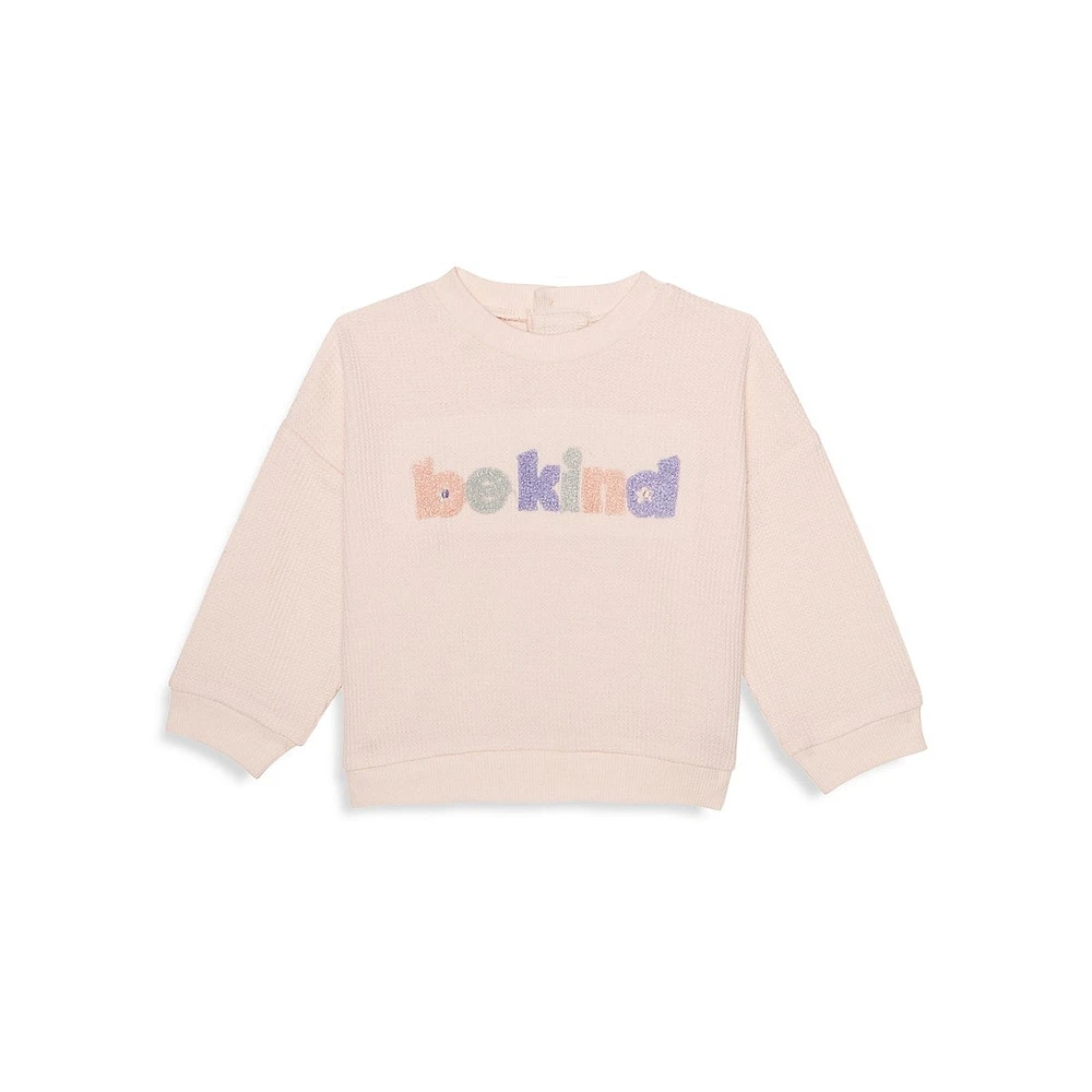 Little Girl's 3-Piece Be Kind Sweatshirt, Joggers & Headband Set