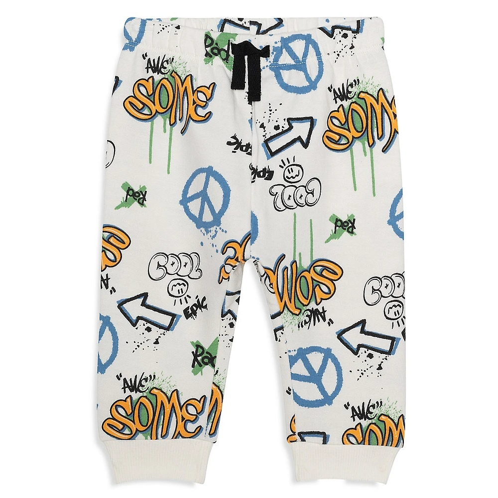 Little Boy's 2-Piece Graffiti-Print Jogger Set