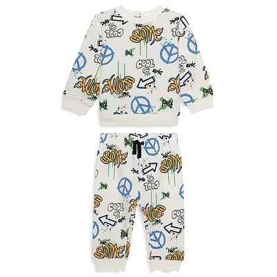 Little Boy's 2-Piece Graffiti-Print Jogger Set