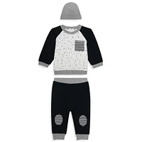 Little Boy's 3-Piece Colourblock Sweatshirt, Joggers & Toque Set