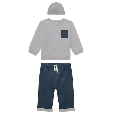 Little Boy's 3-Piece Sweatshirt, Corduroy Pants & Toque Set