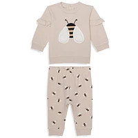 Little Girl's 2-Piece Bumble Bee-Print Jogger Set