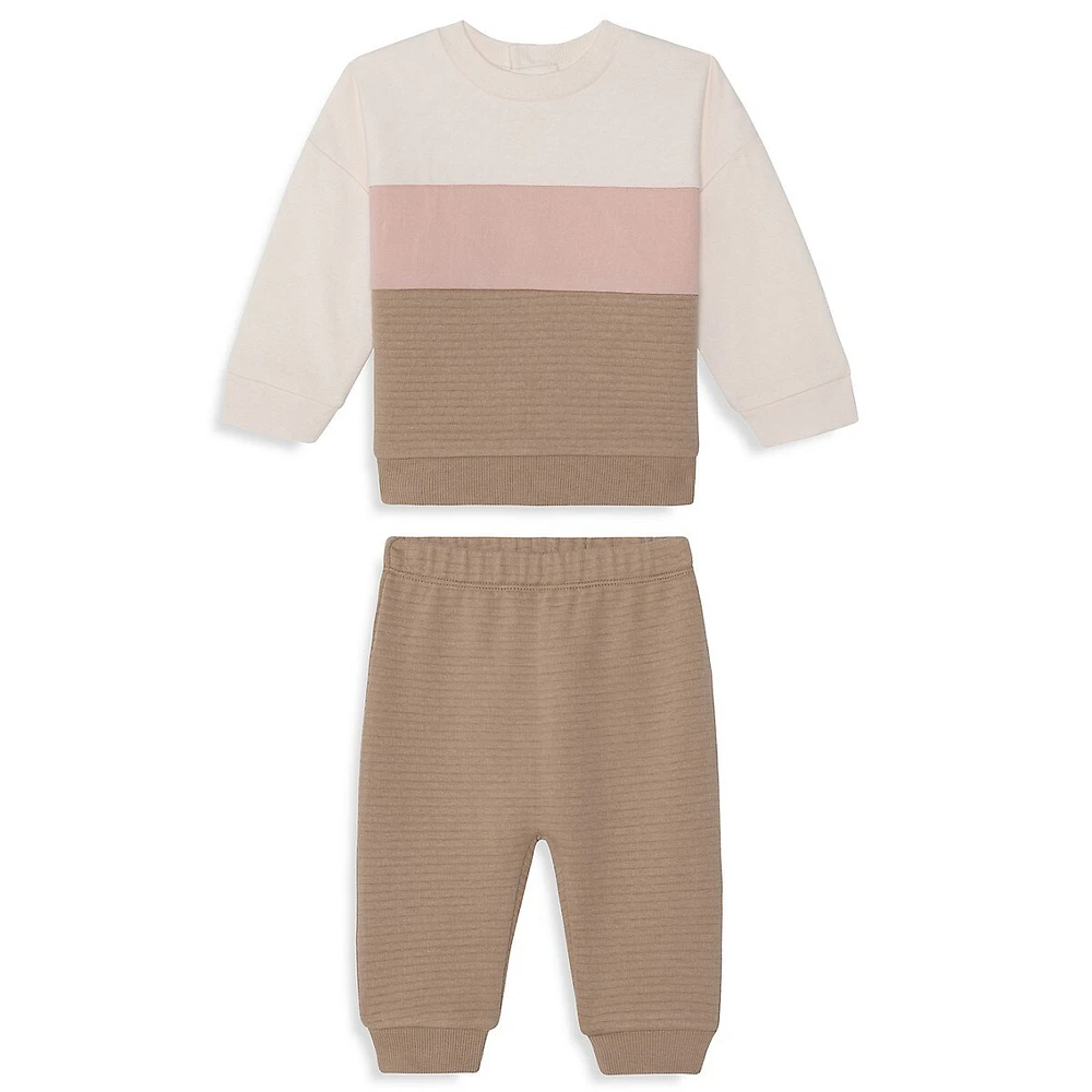 Little Girl's 2-Piece Quilted Colourblock Jogger Set