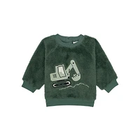 Little Boy's 2-Piece Construction-Print Plush Sweatshirt & Joggers Set