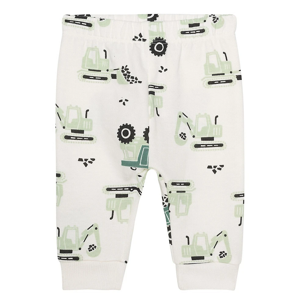 Little Boy's 2-Piece Construction-Print Plush Sweatshirt & Joggers Set