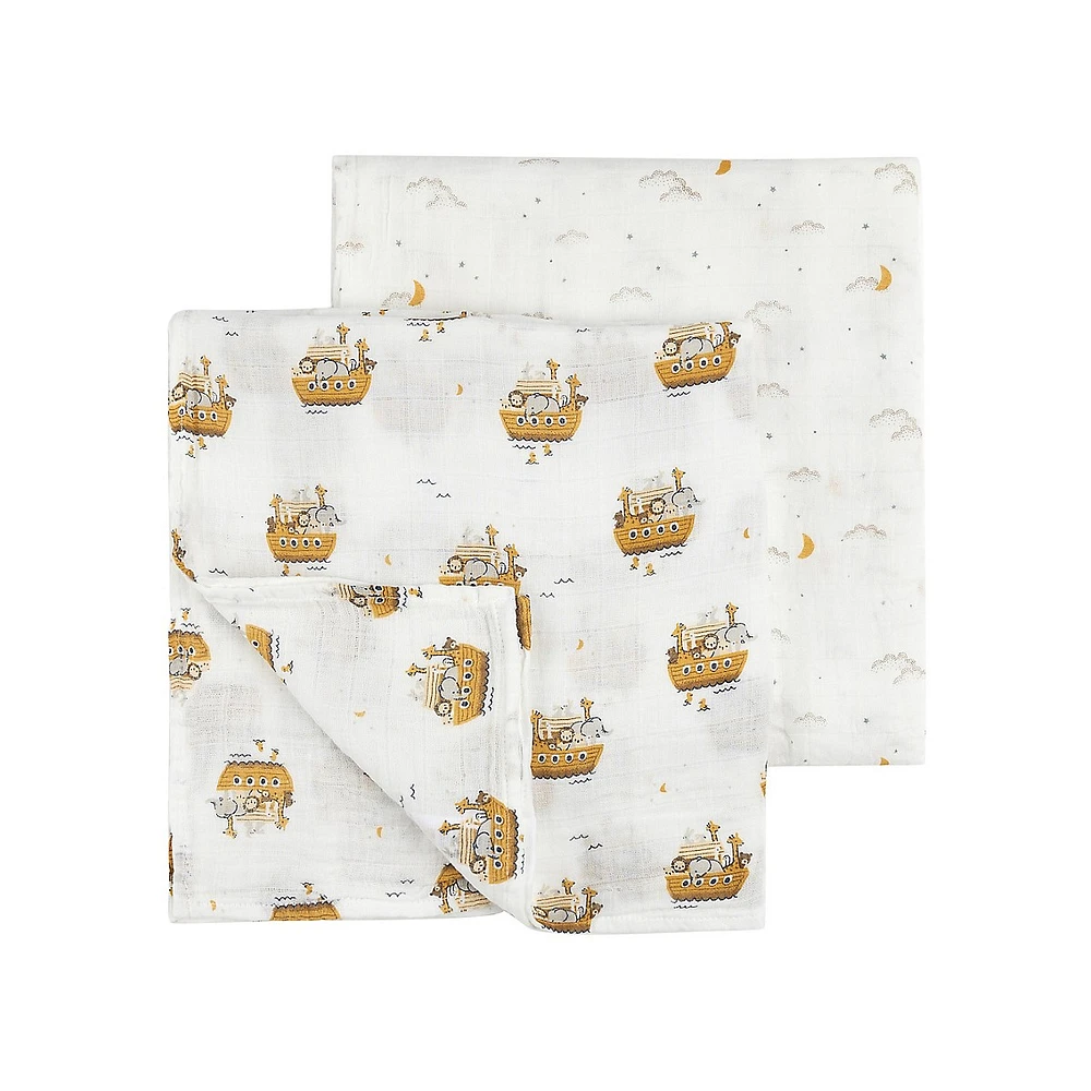 Baby's 2-Pack Printed Swaddle Blankets