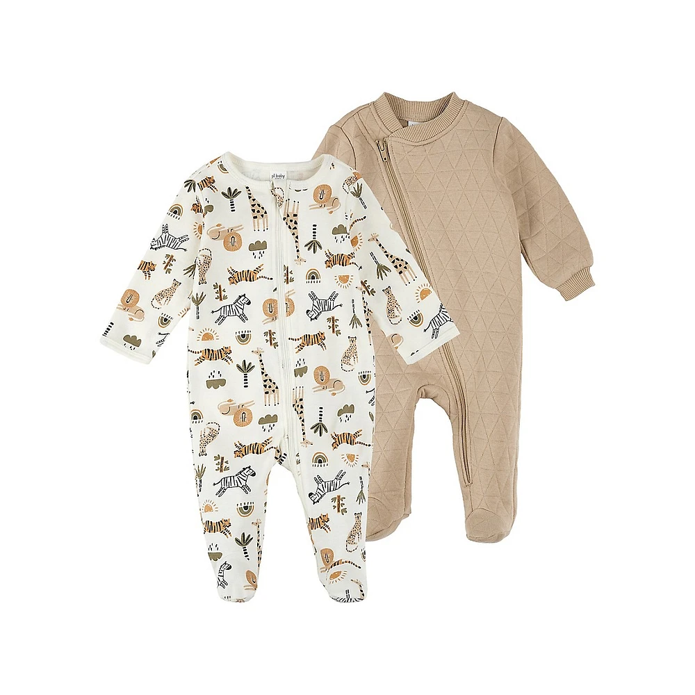 Baby's Long-Sleeve Footed Sleepers 2-Pack