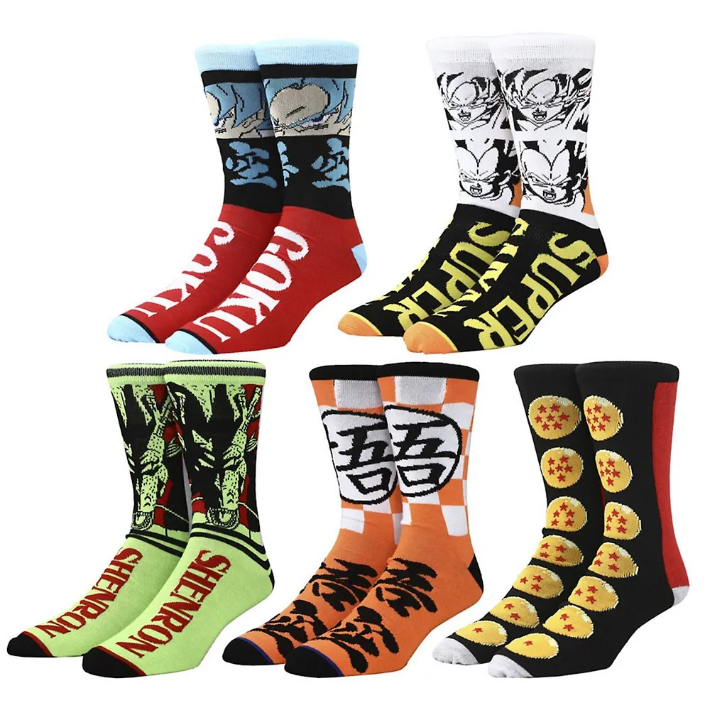 Bioworld Dragon Ball Themed Kanji 5 Pack Crew Socks