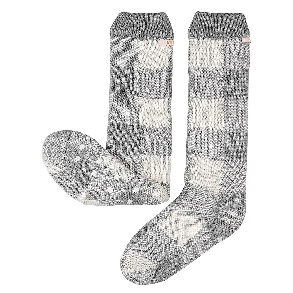 Women's Buffalo Check Crew Slipper Socks