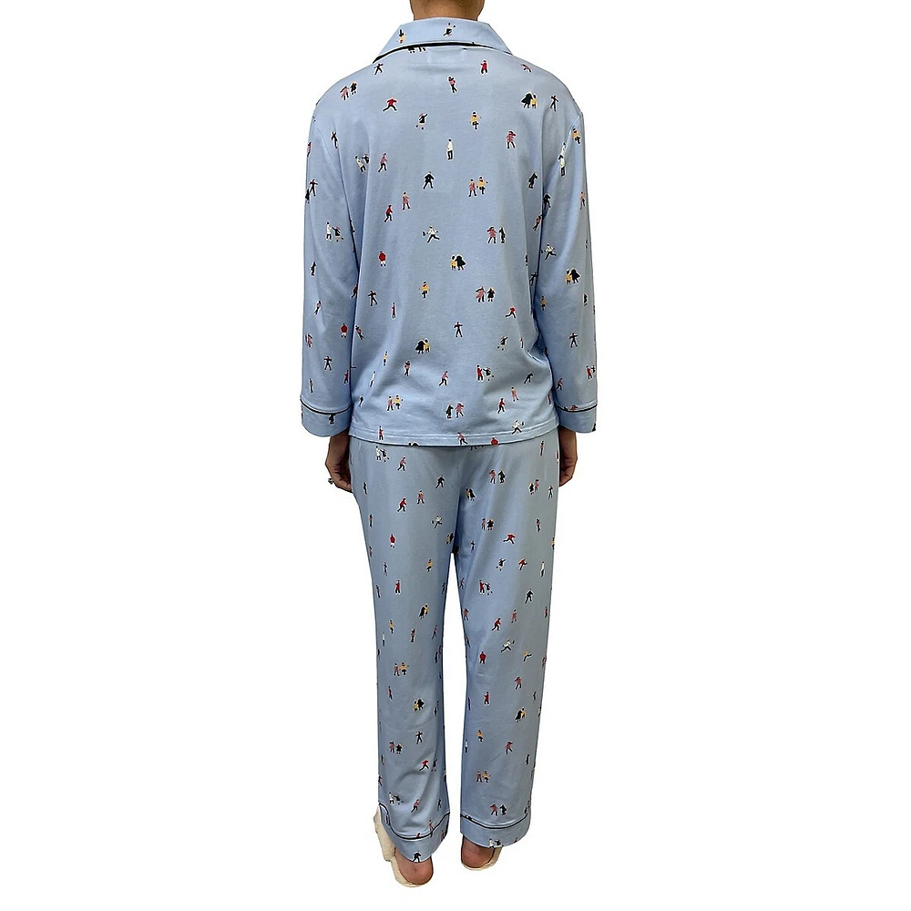 2-Piece Notch-Collar & Pants Pyjama Set