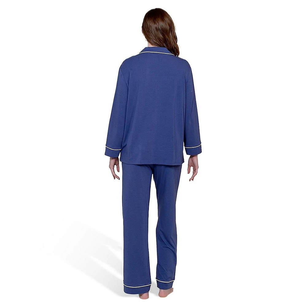 2-Piece Notch-Collar & Pants Pyjama Set