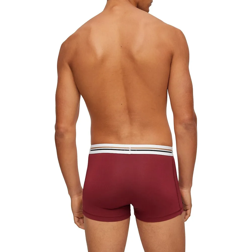 3-Pack Logo-Waistband Stretch-Cotton Trunks