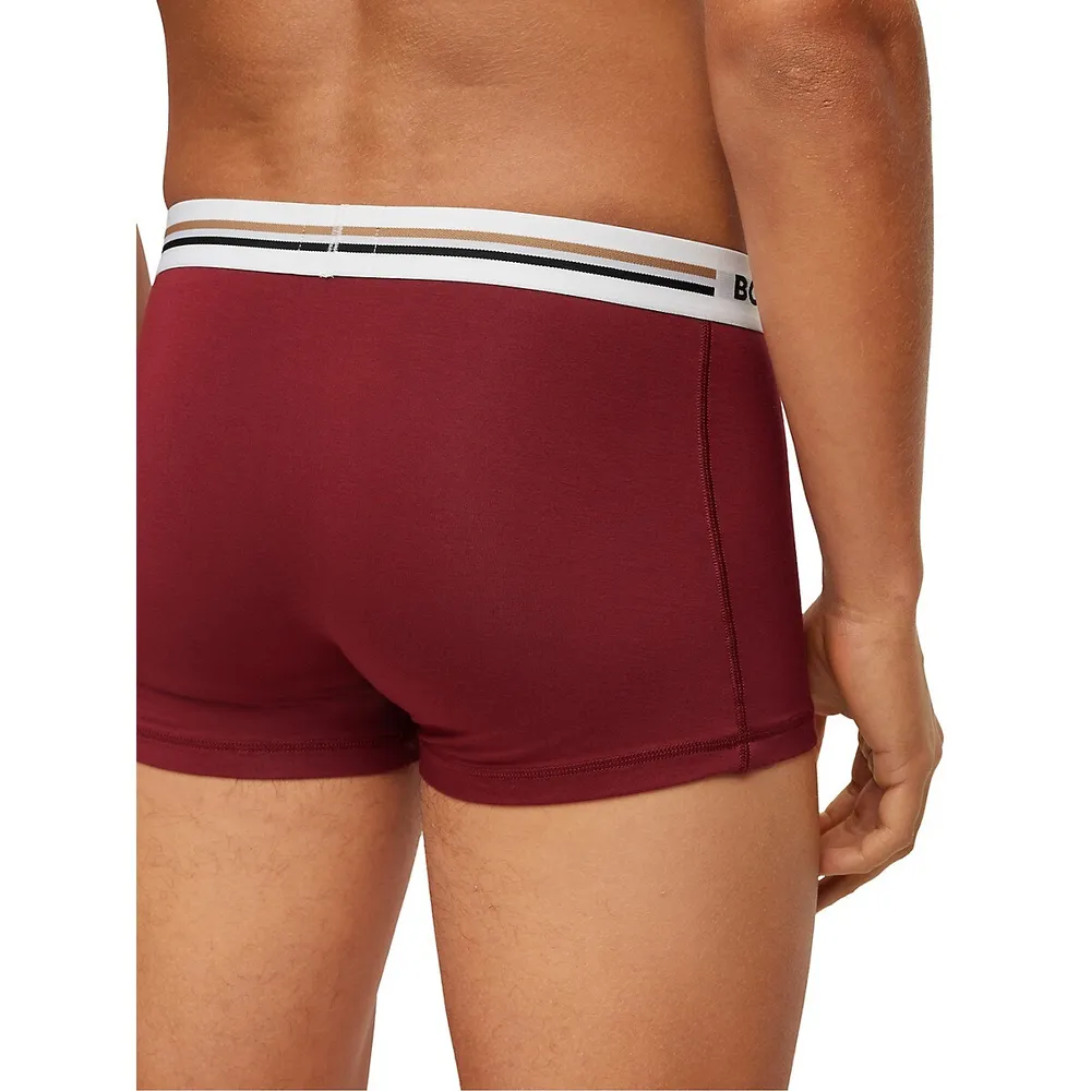 3-Pack Logo-Waistband Stretch-Cotton Trunks