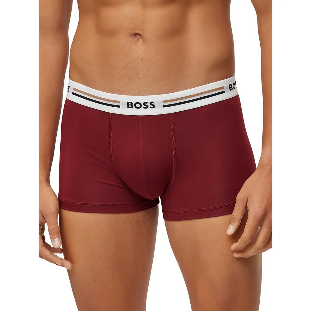 3-Pack Logo-Waistband Stretch-Cotton Trunks