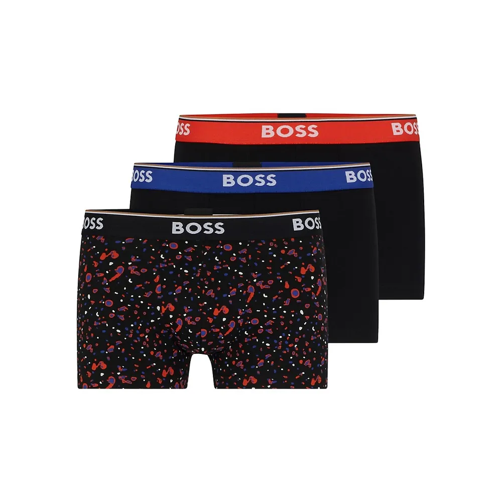 BOSS 3-Pack Logo-Waistband Stretch-Cotton Trunks