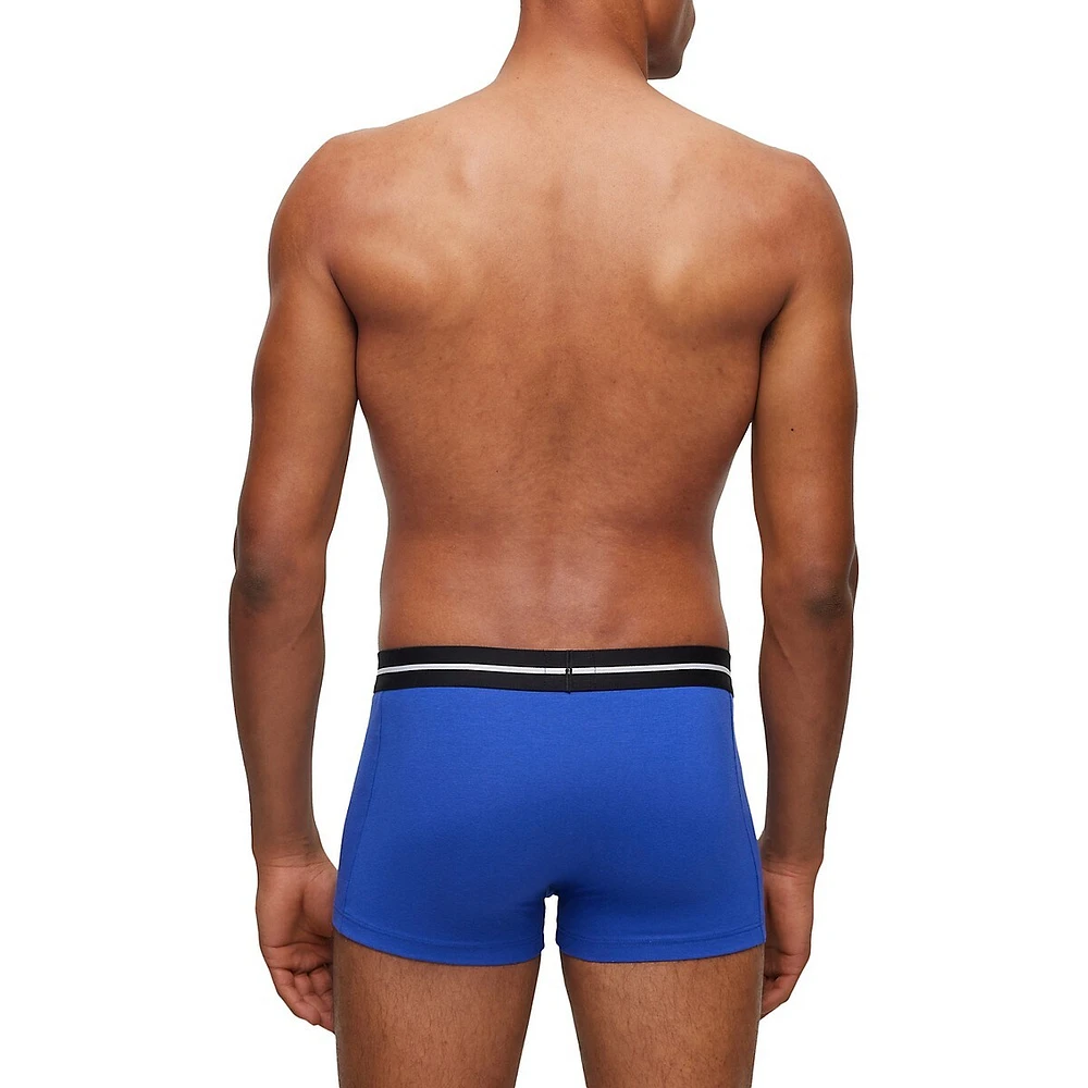 3-Pack Of Stretch-Cotton Trunks With Logo Waistband