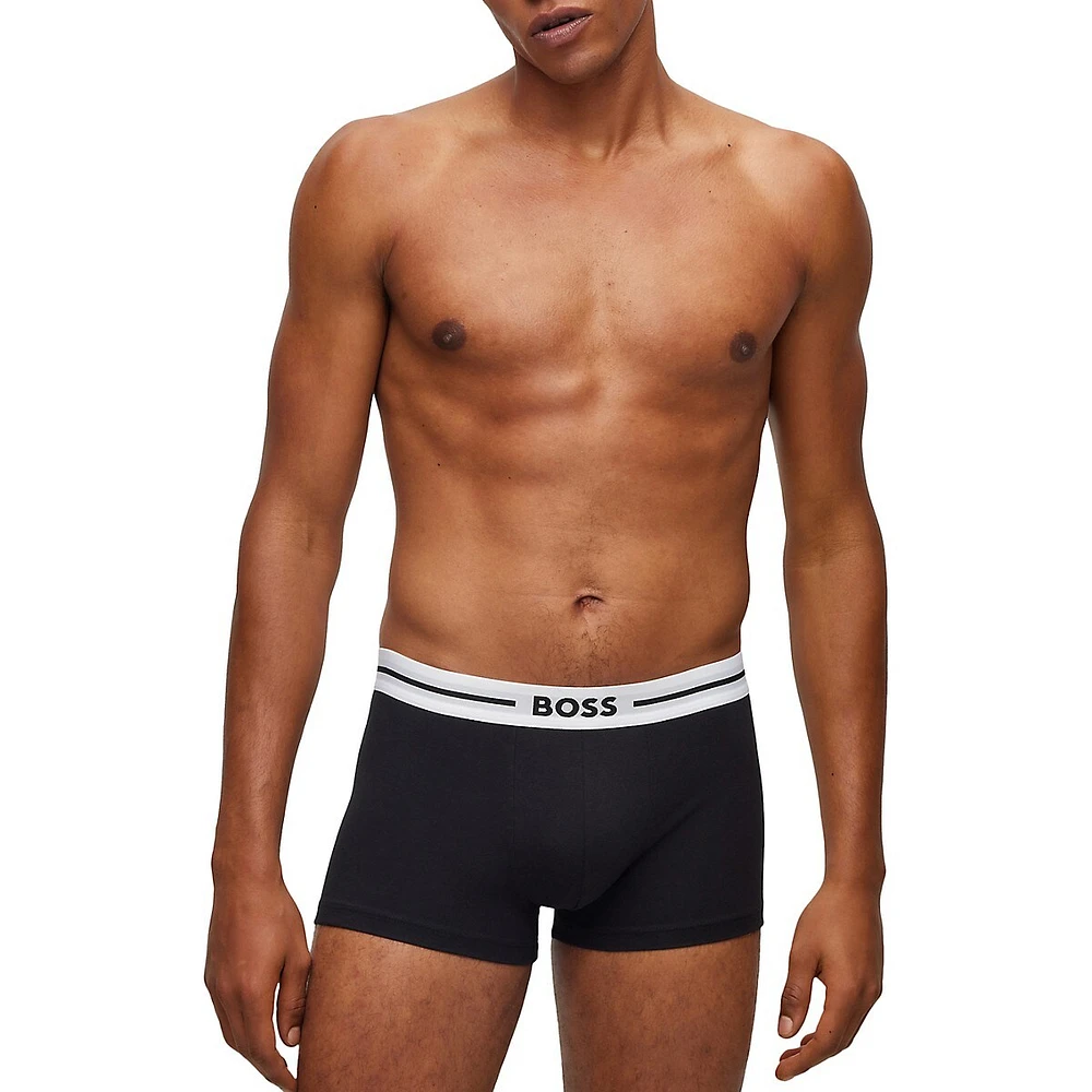 3-Pack Of Stretch-Cotton Trunks With Logo Waistband