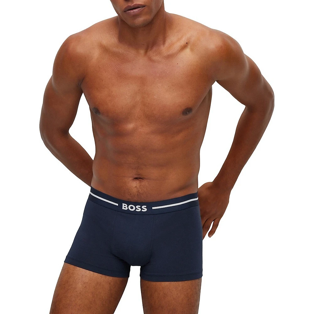 3-Pack Of Stretch-Cotton Trunks With Logo Waistband