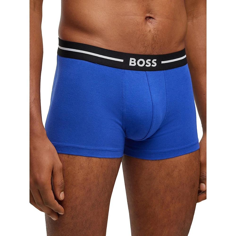 3-Pack Of Stretch-Cotton Trunks With Logo Waistband