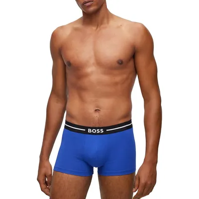 3-Pack Of Stretch-Cotton Trunks With Logo Waistband