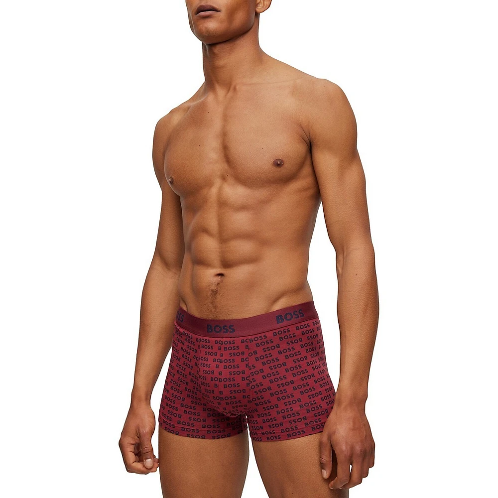 3-Pack Logo-Waistband Stretch-Cotton Trunks