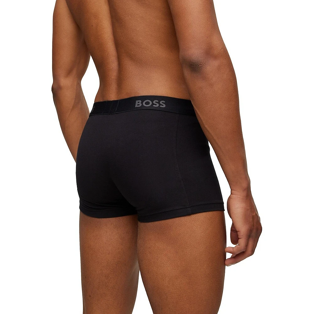 3-Pack Logo-Waistband Stretch-Cotton Trunks