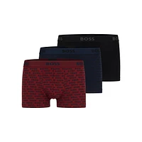 3-Pack Logo-Waistband Stretch-Cotton Trunks