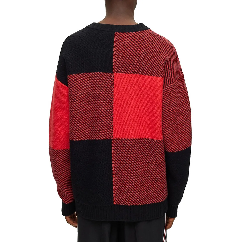 Relaxed Jacquard-Woven Vichy Check Sweater