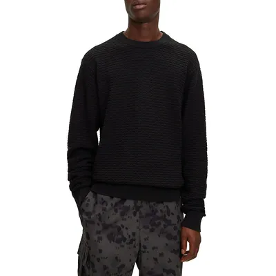 Relaxed-Fit Textured Cotton Crewneck Sweater