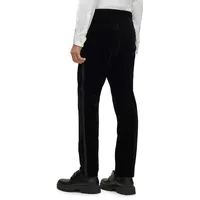 Slim-Fit Satin Side-Stripe Velvet Trousers