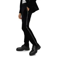 Slim-Fit Satin Side-Stripe Velvet Trousers