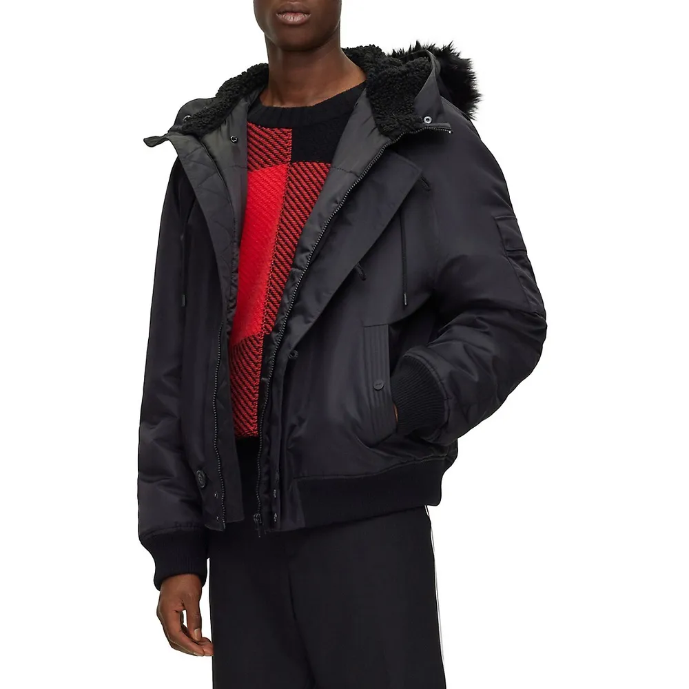 Faux Fur-Lined Hood Padded Jacket