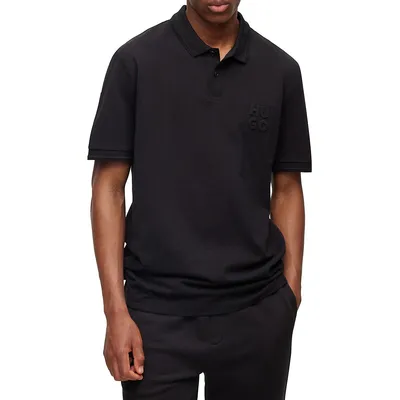Stacked Embossed Logo Piqué Polo Shirt