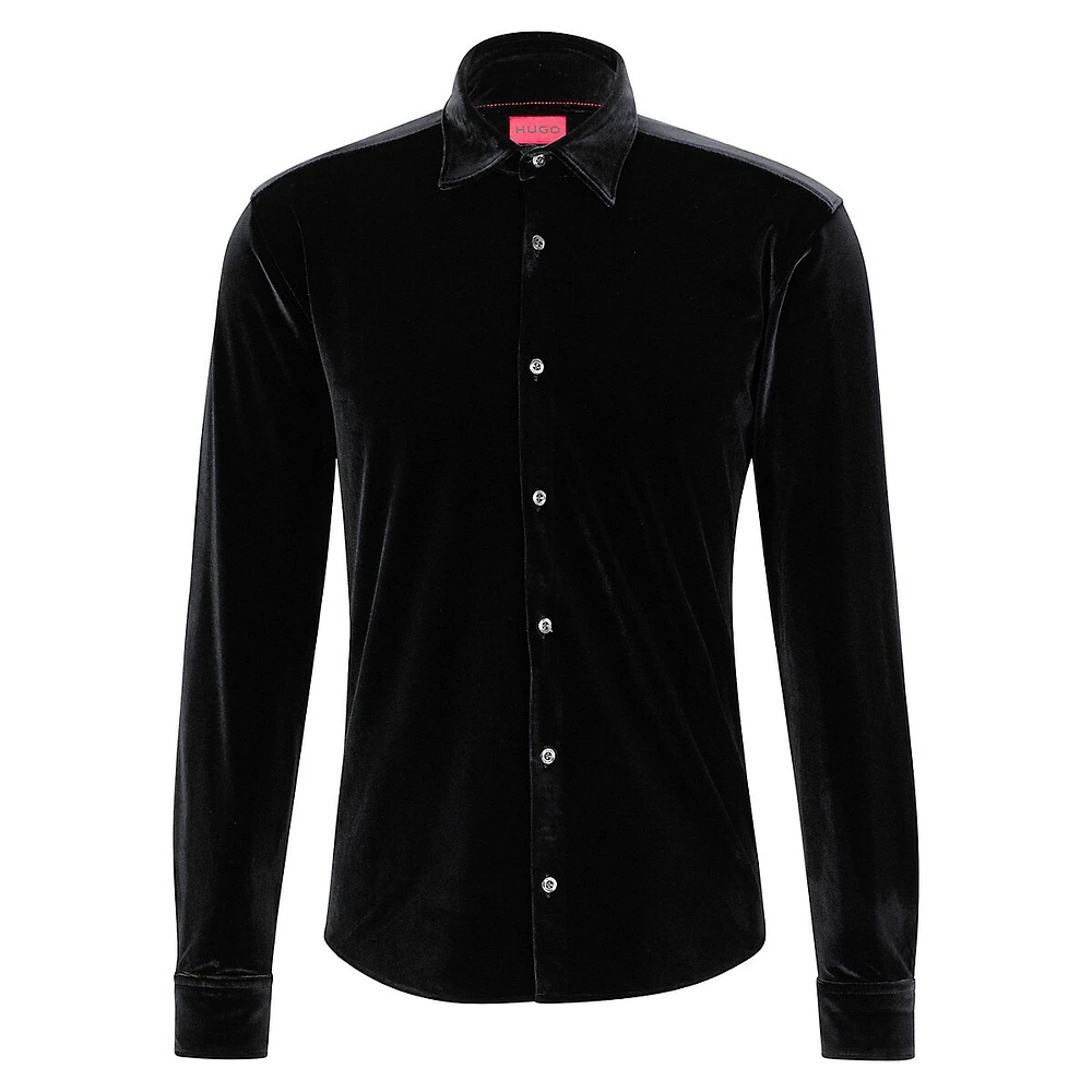 Slim-Fit Velvet Shirt