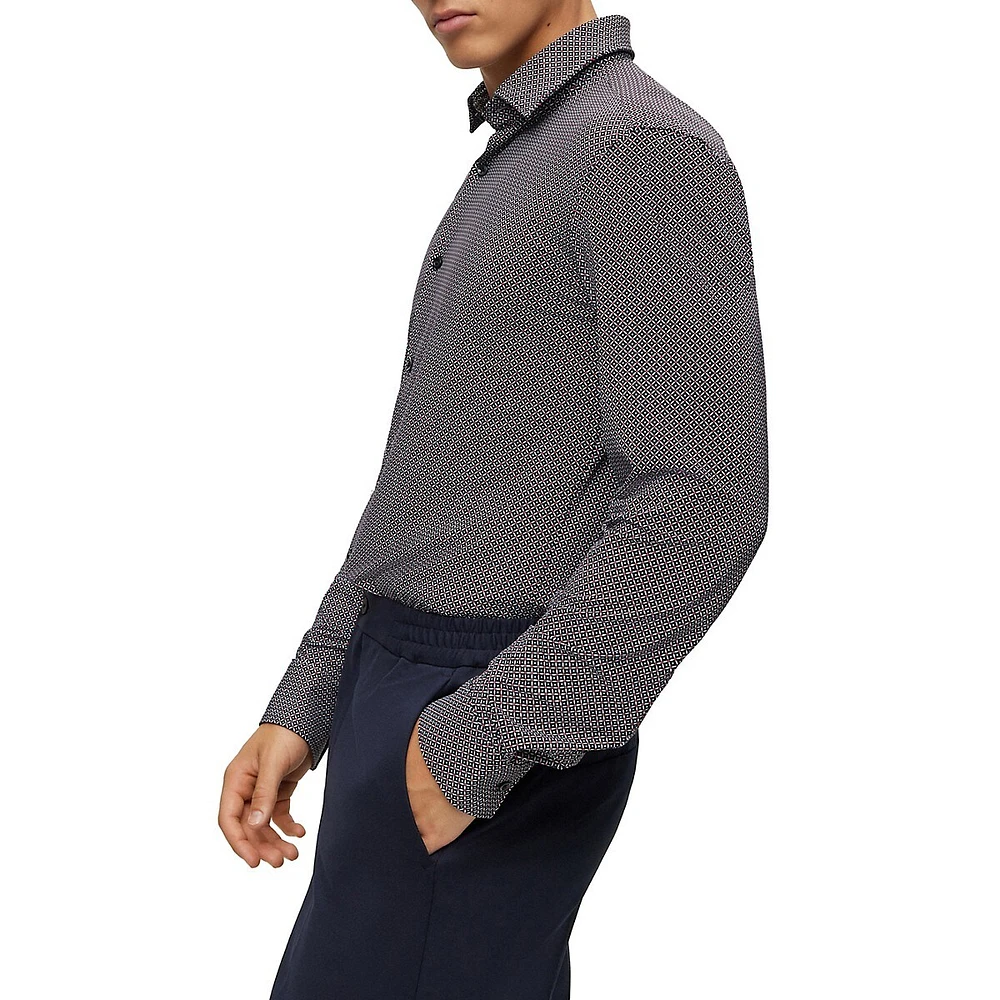 Slim-Fit Printed Performance-Stretch Shirt