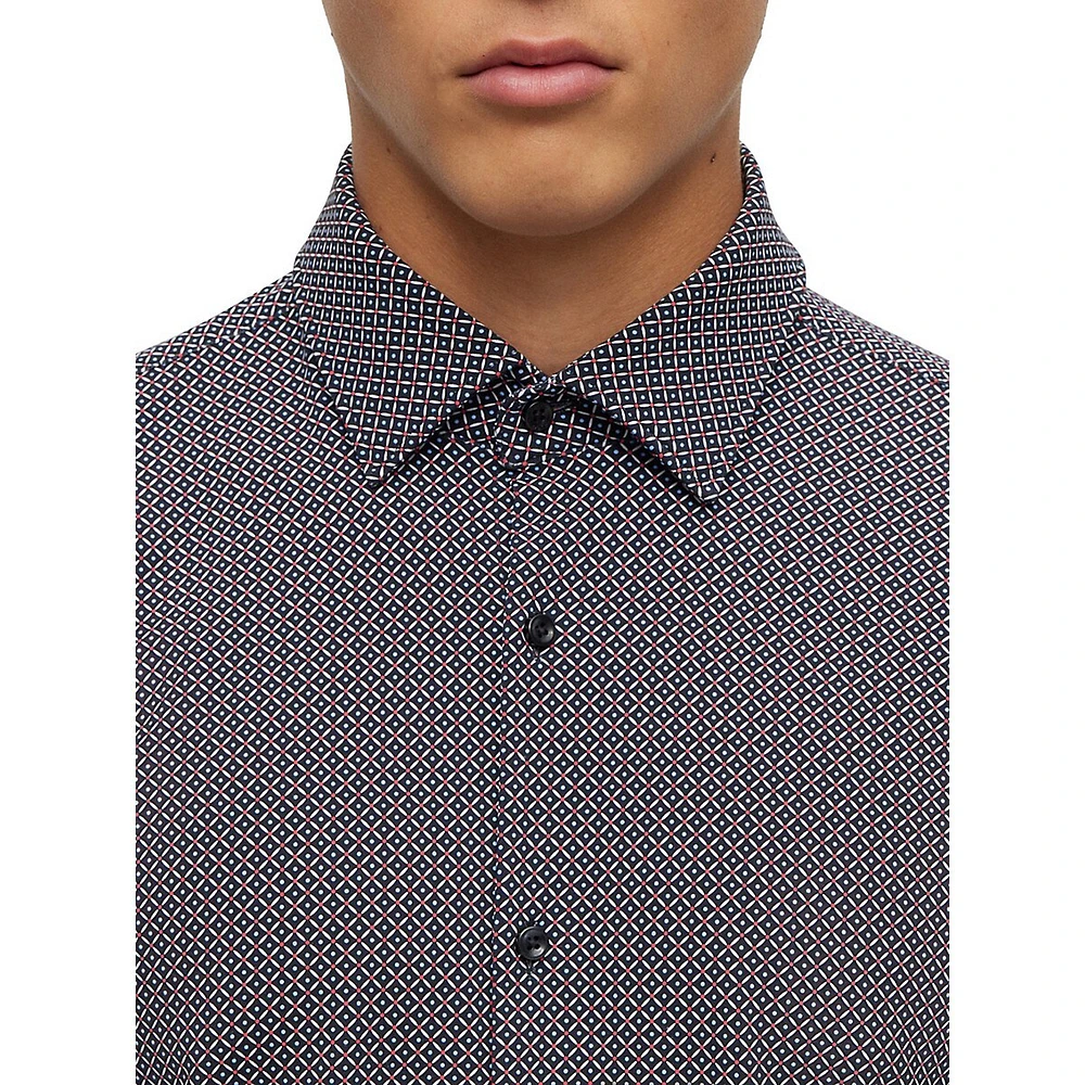 Slim-Fit Printed Performance-Stretch Shirt