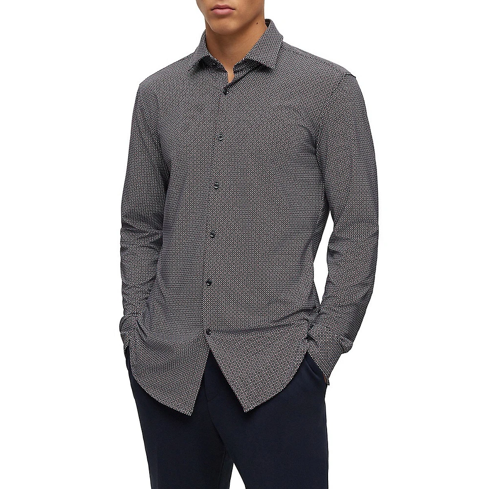 Slim-Fit Printed Performance-Stretch Shirt