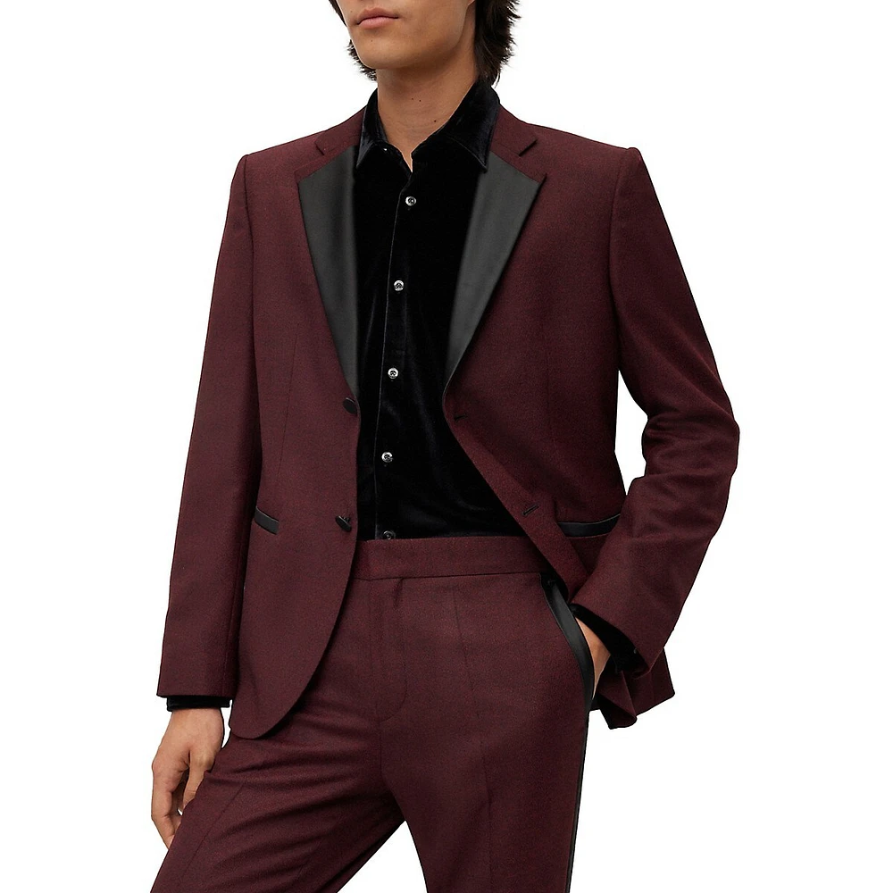 Slim-Fit Satin-Trim Suit Jacket