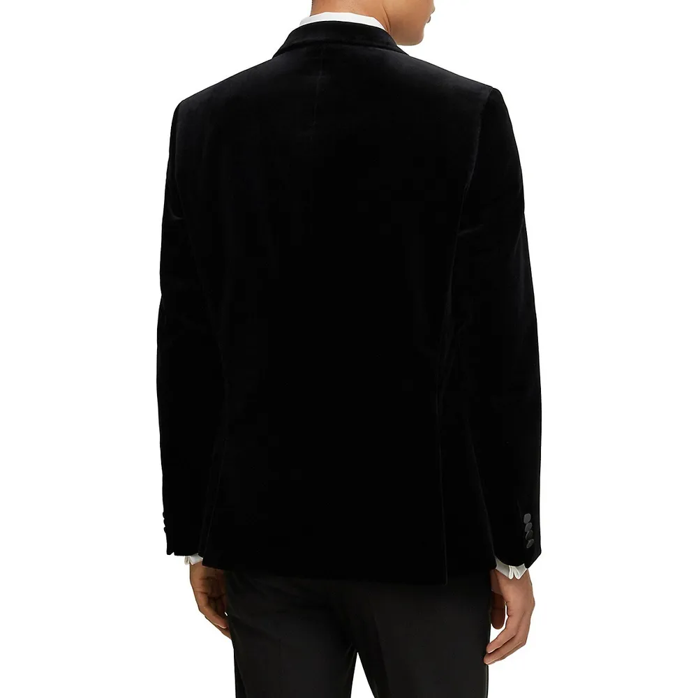 Slim-Fit Satin-Trim Velvet Suit Jacket