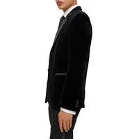 Slim-Fit Satin-Trim Velvet Suit Jacket