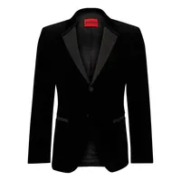 Slim-Fit Satin-Trim Velvet Suit Jacket