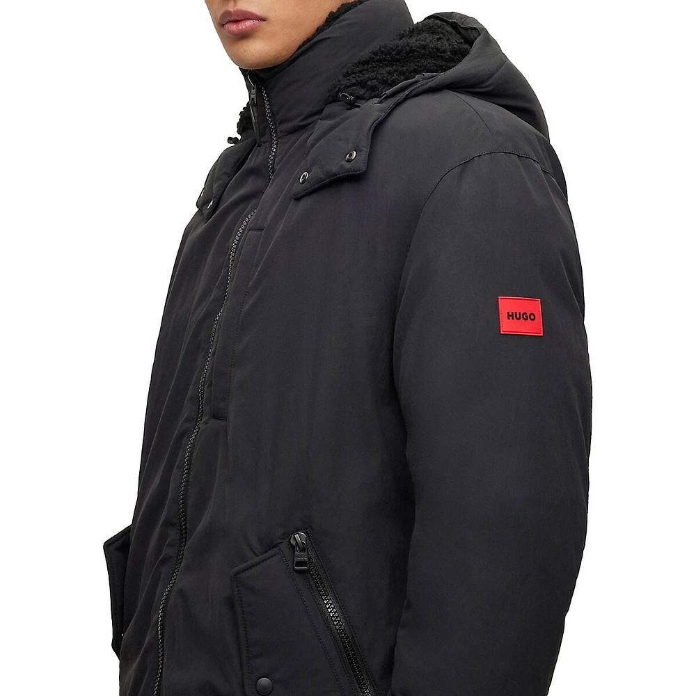 Water-Repellent Fishtail Parka Jacket With Logo Badge