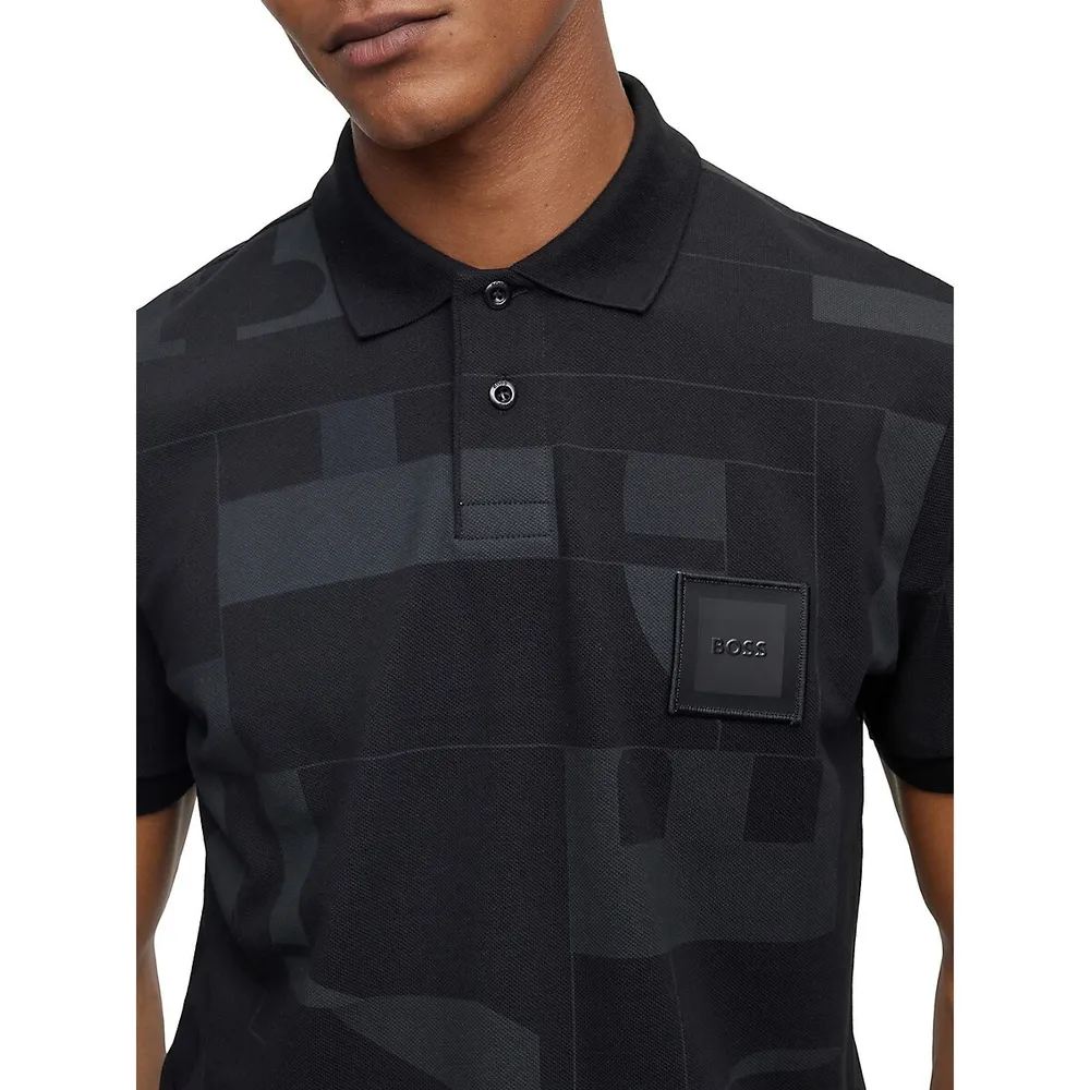 Relaxed-Fit Abstract Logo-Print Polo Shirt