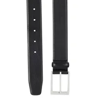 Silvertone Buckle Leather Belt